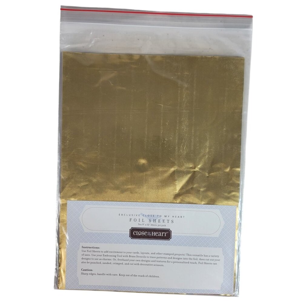 Close to My Heart Exclusive Foil Sheets Gold 2-9"x12" Sheets Solid NEW